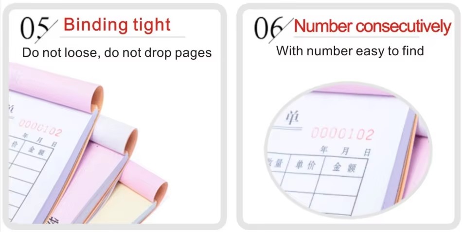 Custom Printing Business NCR Carbonless Notebook A4 A5 A6, A5 Book Style Carbonless Invoice & Business Forms